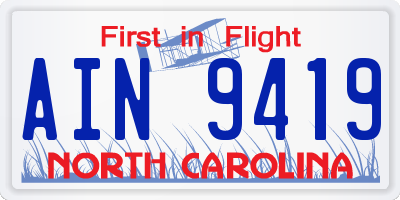 NC license plate AIN9419