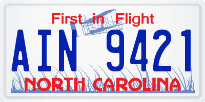 NC license plate AIN9421