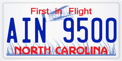 NC license plate AIN9500