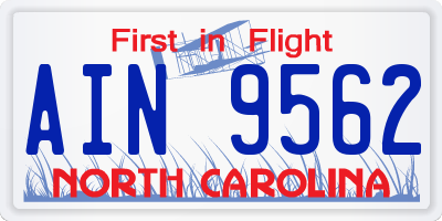 NC license plate AIN9562