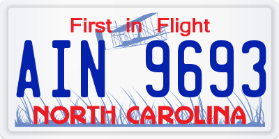 NC license plate AIN9693