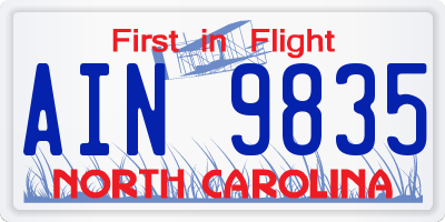 NC license plate AIN9835