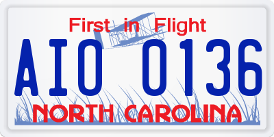 NC license plate AIO0136