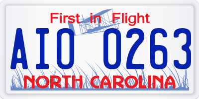 NC license plate AIO0263