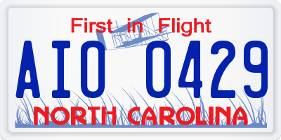NC license plate AIO0429