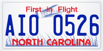 NC license plate AIO0526