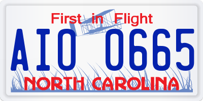 NC license plate AIO0665