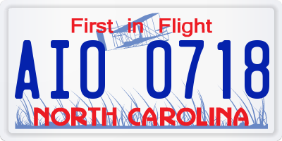 NC license plate AIO0718