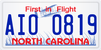 NC license plate AIO0819
