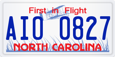 NC license plate AIO0827