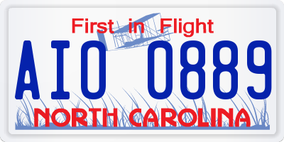 NC license plate AIO0889