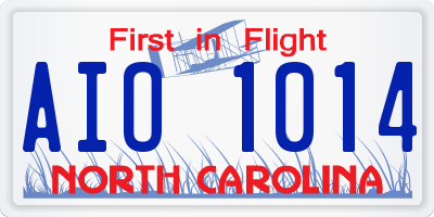 NC license plate AIO1014