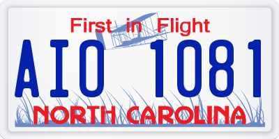 NC license plate AIO1081