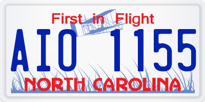 NC license plate AIO1155