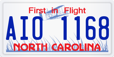 NC license plate AIO1168