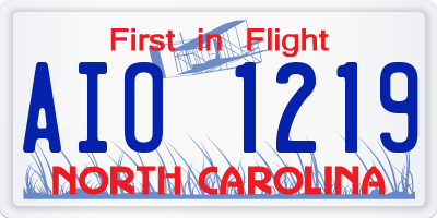 NC license plate AIO1219