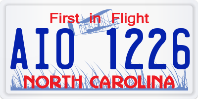 NC license plate AIO1226