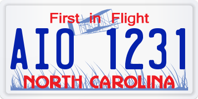 NC license plate AIO1231
