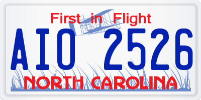 NC license plate AIO2526