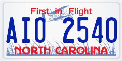 NC license plate AIO2540