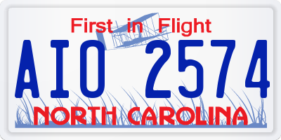 NC license plate AIO2574