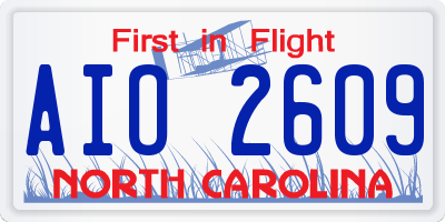 NC license plate AIO2609