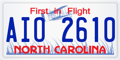 NC license plate AIO2610