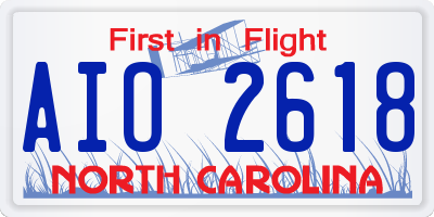 NC license plate AIO2618