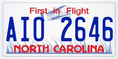 NC license plate AIO2646