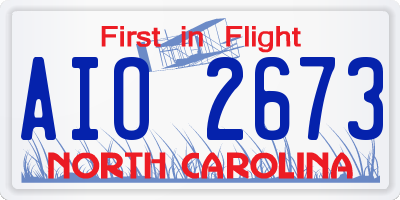 NC license plate AIO2673