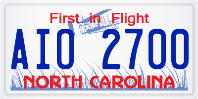 NC license plate AIO2700
