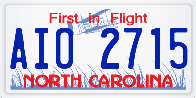 NC license plate AIO2715
