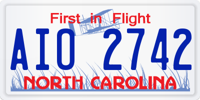 NC license plate AIO2742