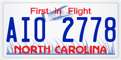NC license plate AIO2778