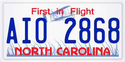 NC license plate AIO2868