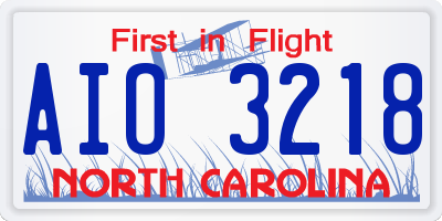NC license plate AIO3218