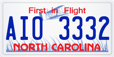 NC license plate AIO3332