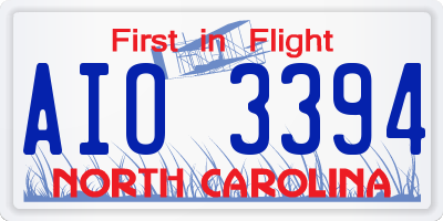 NC license plate AIO3394