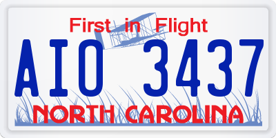 NC license plate AIO3437
