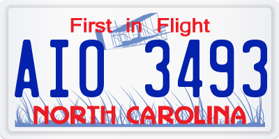 NC license plate AIO3493