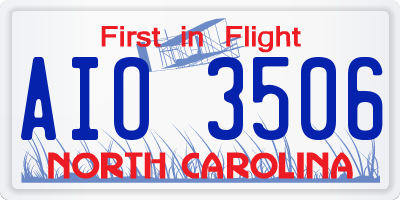 NC license plate AIO3506