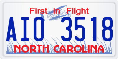NC license plate AIO3518