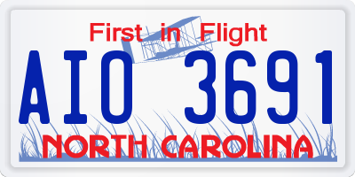NC license plate AIO3691