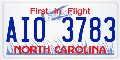 NC license plate AIO3783
