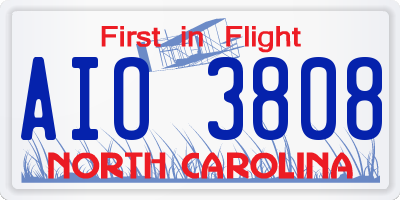 NC license plate AIO3808