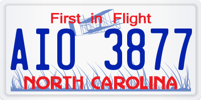 NC license plate AIO3877