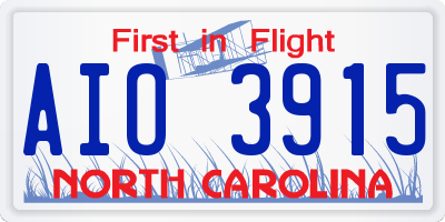 NC license plate AIO3915