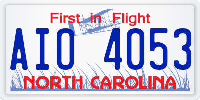 NC license plate AIO4053