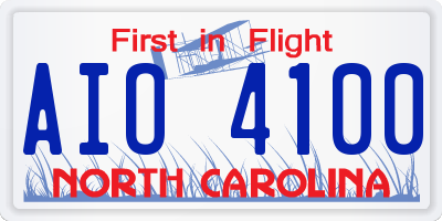 NC license plate AIO4100