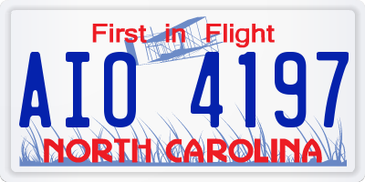 NC license plate AIO4197